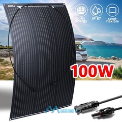 2X 100W Flexible Solar Panel 23% High Efficiency for RV Camping Rooftop Off-Grid
