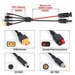 4-in-1 Solar Connector Extension Cable Solar Adapter to Connector XT60 Charger