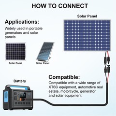 Solar Panel Adapter Cable 10AWG 6Ft XT60i Female Charging Cable