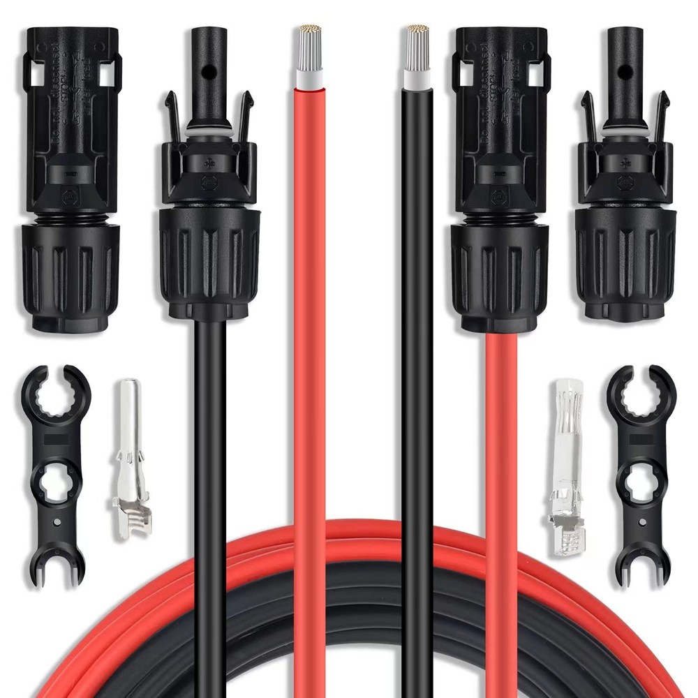 Solar Extension Cable 10FT 10AWG IP68 Waterproof with Connectors – Outdoor Use