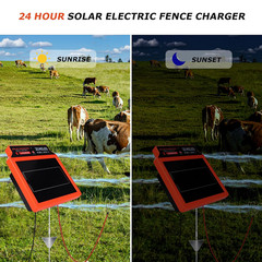 LFGS25 Solar Electric Fence Charger, 25 Miles Solar Charger,0.5J Portable Powere