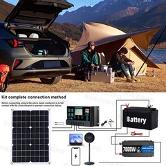7000W Solar Kit 12V 110V Inverter Battery ChargerLighting Camping 500W Panel UeG