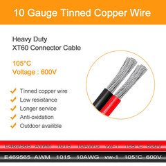 Xt60I to O Ring Terminal Cable, More than 16A, 5FT 10AWG Extension Cable Xt60I F