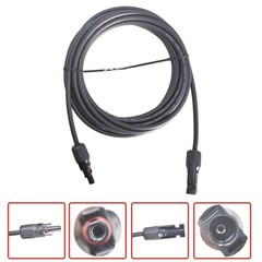 15 Feet Black + Red 10 AWG Solar Panel Extension Cable Wire Connector 1 Pair
