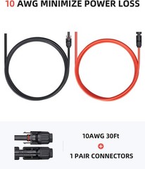 60ft 10AWG Solar Cable Kit MC4 Connectors RV Boat Off-Grid