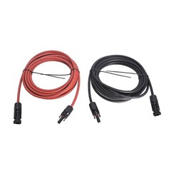1 Pair 25 Feet Black And Red 12AWG Solar Panel Extension Cable Wire Connector