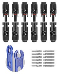 12PCS Solar Panel Cable Connectors 10AWG 6 Pair Male Female with Spanners USANew