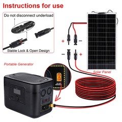 10ft Solar to XT60 Charge Extension Cable with Solar Connectors Caps Heavy-Duty