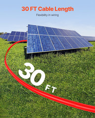 30FT Solar Panel Extension Cable, 10AWG Solar Extension Cable Wire with Female &