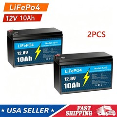2Pack 12V 10Ah LiFePO4 Lithium Deep Cycle Rechargeable Battery for RV Boat