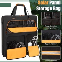 Solar Panel Storage Bag for 200W 100W | Travel Carrying Case, Zipper, Multi-Acce