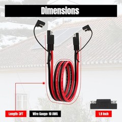 3FT 10AWG SAE Extension Cable, SAE Connector Cable Quick Disconnect