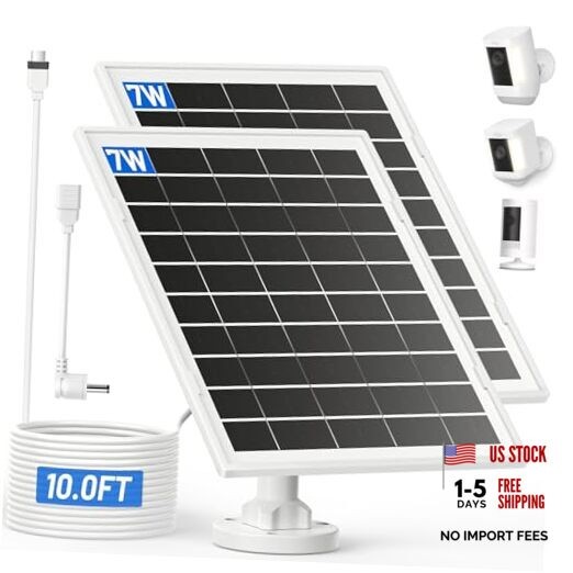 7W Solar Panel for Ring,Solar Charger Works for Ring, Stick Up Cam,Stick Up