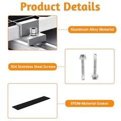 6 Pcs Solar Panel Mounting Bracket Kit – Aluminum Rails & Clamps for Roofs, RVs