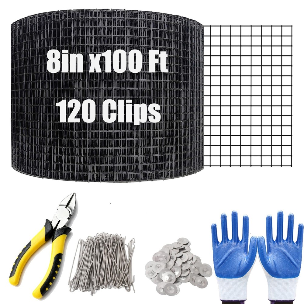 8in x 100ft Solar Panel Bird Guard – Black Galvanized PVC Coated Wire Mesh Ne…