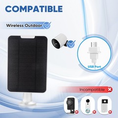 4W Solar Panel for SimpliSafe Outdoor Camera, IP66 Waterproof Mount, White