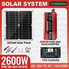 Grennova 2600W True Power Solar Kit Pure Sine 60A MPPT RV Farm Camping Use