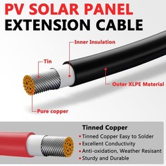2x30ft Solar Panel Cable Set- 10AWG, Outdoor Rated, RV Ready