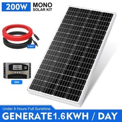 200W Watt Mono Solar Panel Kit 12V Battery Charger Home Camping Boat RV Off Grid