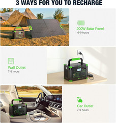 Portable Power Station 1000W Solar Generator 999Wh Fast Charging Backup Battery