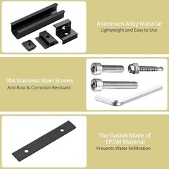 Solar Panel Mounting Brackets, Included 10 X 4.72 in Rails + 4 End Clamps + 6 Ce