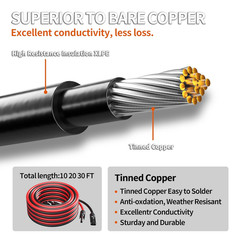 10AWG Solar Extension Cable 20 Feet with Male and Female Connectors, UV