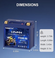 YTX20L-BS Motorcycle 10AH Lithium Battery Blue LiFePO4 700A ATV Jet Ski 10AH