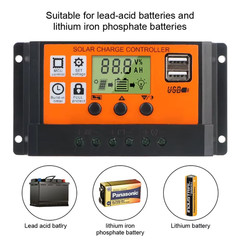 Solar Charge Controller 10A 30A 100A LCD USB 12V 24V Battery Regulator