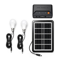 Grennova Portable Solar Light Kit USB Charger 2PCS Switch LED Bulbs