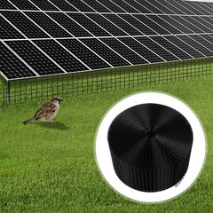 100ft × 6in Black PVC-Coated Iron Mesh Bird Guard For Solar Panels, 70 Clips