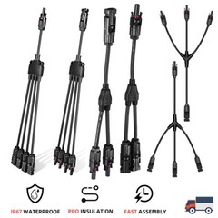 Solar Wiring Connector Plug Y Branch Solar Panel Extension Cable T Splitter