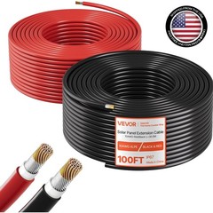 100ft Solar Panel Extension Cable 10AWG 6mm² Tinned Copper PV Cable Solar Wire