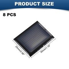 MECCANIXITY 8PCS 1V 0.08W 0.08A Mini Solar Panels for Power, Black