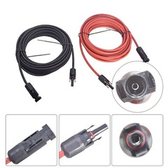 1 Pair 10AWG 25 Feet Black + Red Solar Panel Extension Cable Wire Connector