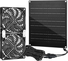 Solar Powered Fan Kit 30W Waterproof Dual Exhaust Fan Greenhouse Chicken Coop