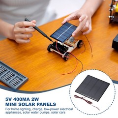 5V 2W 400mA Mini Solar Panels with Cable, 120 x 120mm