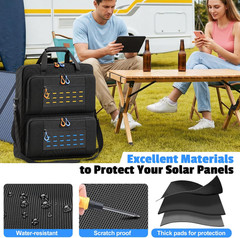 Solar Panel Storage Bag Padded Carrying Case for 2 Panels Water Resistant Travel