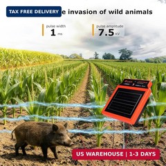 LFGS15 Solar Electric Fence Charger, 24 Hour 5 Miles Solar Charger, Portable 0.1
