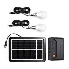 Grennova Portable Solar Light Kit USB Charger 2PCS Switch LED Bulbs
