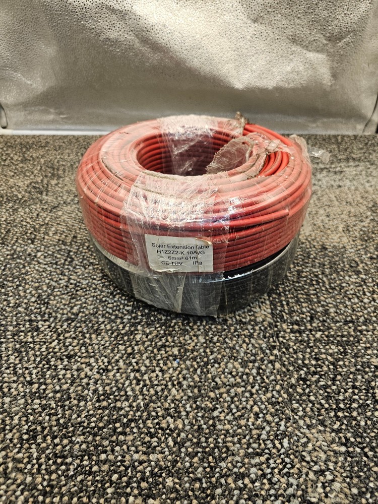 (QTY 2) H1Z2Z2-K: 10 AWG Solar Extension Cable 6mm² 61m Black & Red