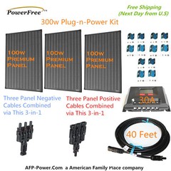 300w 300 Watt 3 100w Solar Panel Plug-n-Power Space Flex Kit 12 Battery Off Grid
