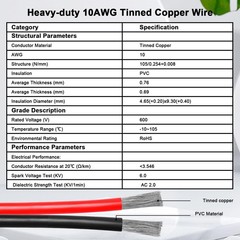 10AWG SAE to Solar Panel Connector Cable 20FT, Heavy-Duty Tinned Copper, Solar E