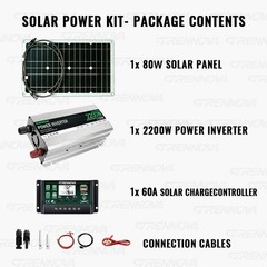 2200W Real Power Off-Grid Solar System Complete Kit 80W Panel Real Capacity Inve