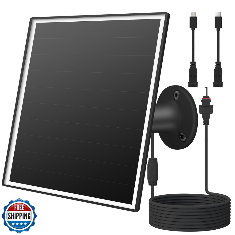 6W Solar Panel Charger for Outdoor Security Cameras. Micro USB/USB – C/DC (35