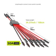Solar Connectors for 6 Panels, Waterproof Parallel Adapter