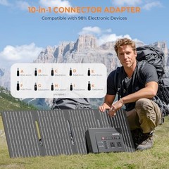 Solar Powered Generator, 200W Portable Power Station with Solar Black+Grey