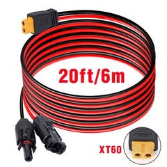 20 ft XT60 Female to Solar Connector 12 AWG Solar Panel Extension Charging Cable