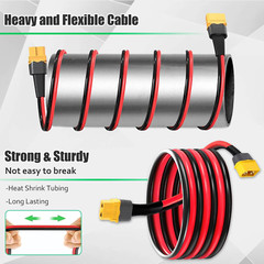 50FT XT60 Extension Cable – Heavy Duty 12AWG with Male & Female Connectors