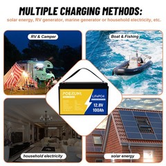 100Ah 12V LiFePO4 Lithium Backup Battery 1280Wh Built-in BMS For solar golf cart