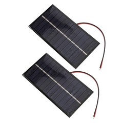 2pcs Solar Panel with Cable 1W 6V Polycrystalline Silicon Solar Charging Panel